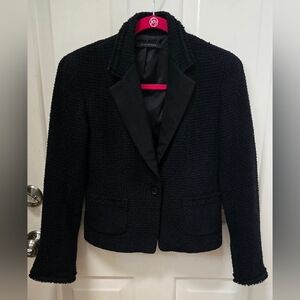 Elie Tahari Black Textured Women Lined Blazer-Size 2
